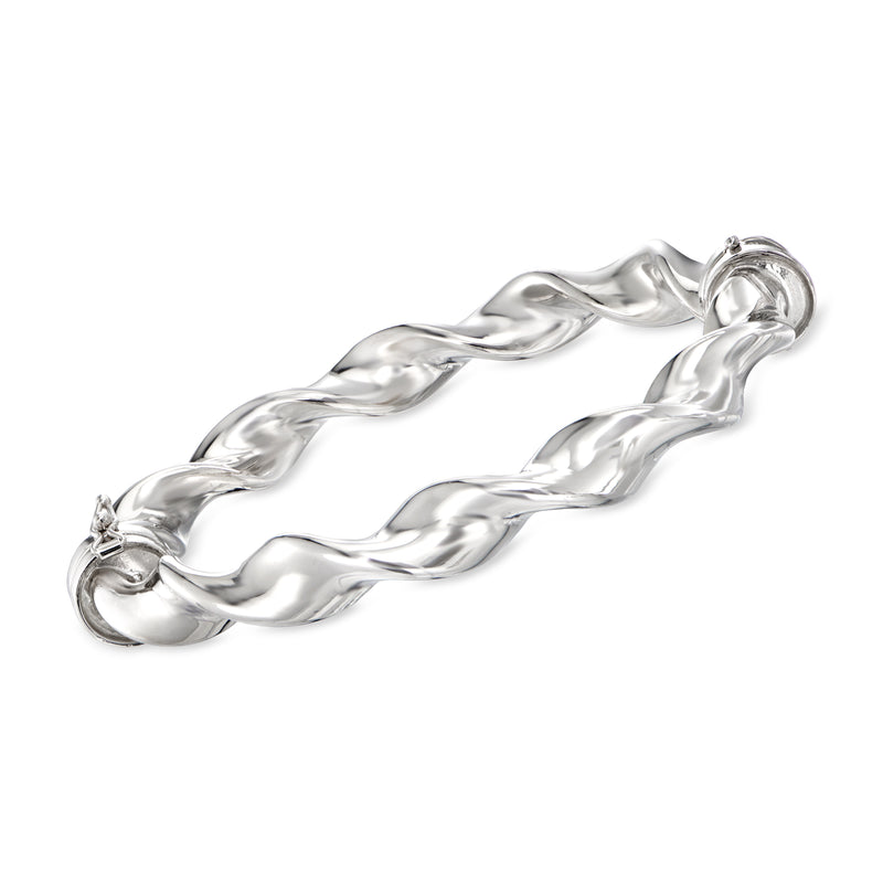 Italian sterling silver twisted bangle bracelet with interlinked braided design