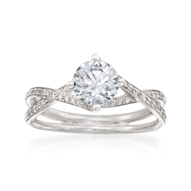 Simon G. 18kt white gold diamond engagement ring setting with round center stone
