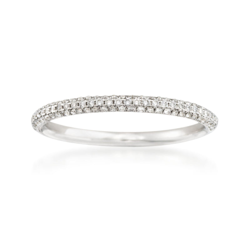 Simon G. diamond wedding ring in 18k white gold with pavé-set band