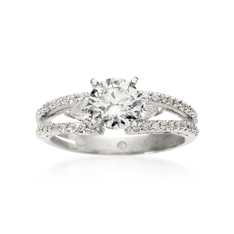 Gabriel Designs diamond engagement ring setting in 14kt white gold with pavé split shank