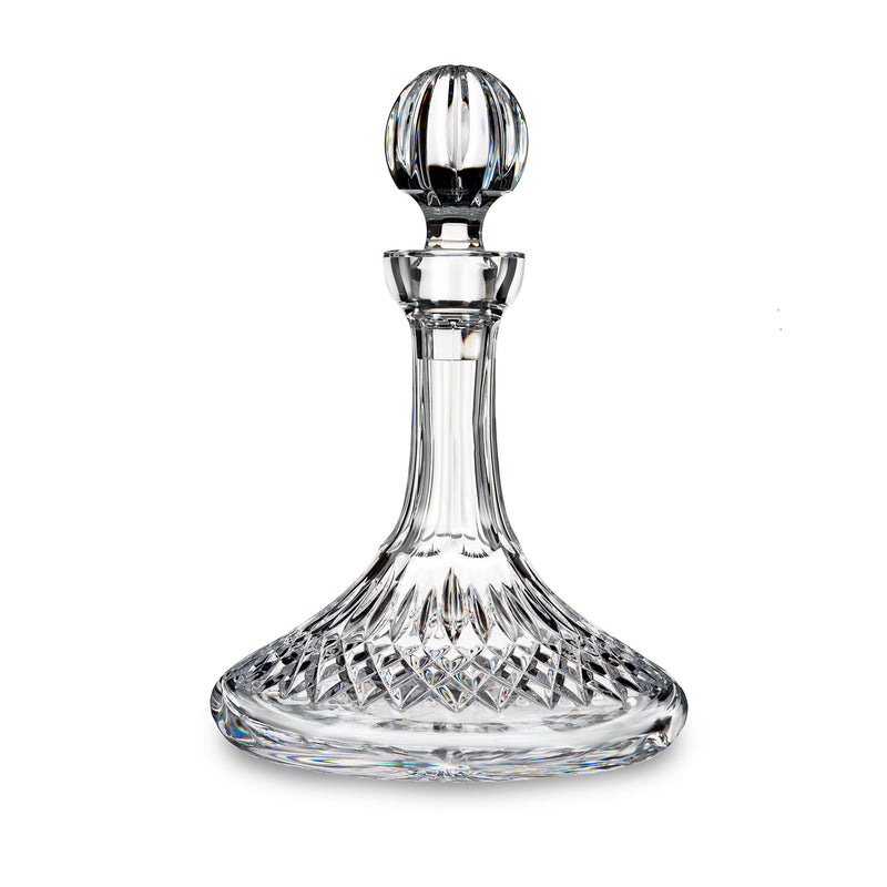 Waterford Crystal Lismore cut-glass ships decanter with faceted round stopper