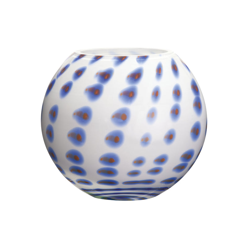 Waterford Crystal Evolution Trinidad rose bowl, clear glass with blue oval spots