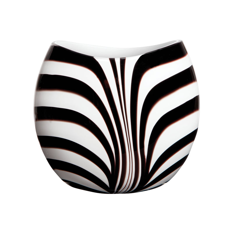 Waterford crystal pocket vase with black and white zebra stripe pattern