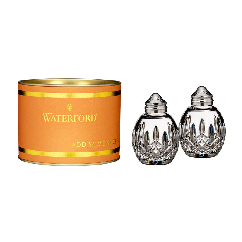 Waterford Crystal Lismore salt and pepper set with round crystal shakers and gift tube