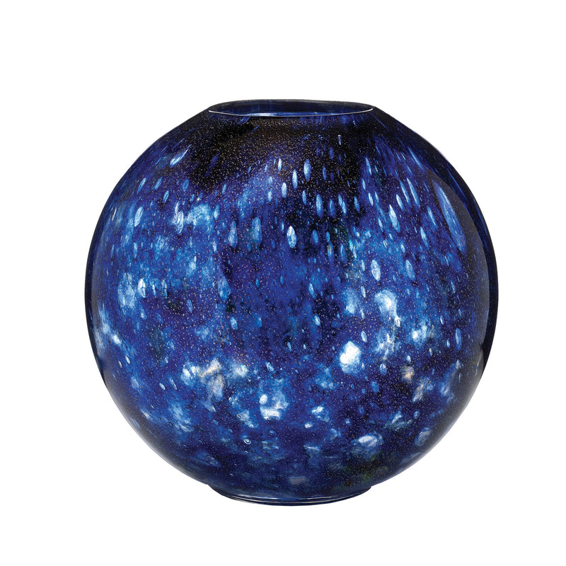 Waterford Crystal Evolution Celestial rose bowl vase with blue galaxy speckle glass