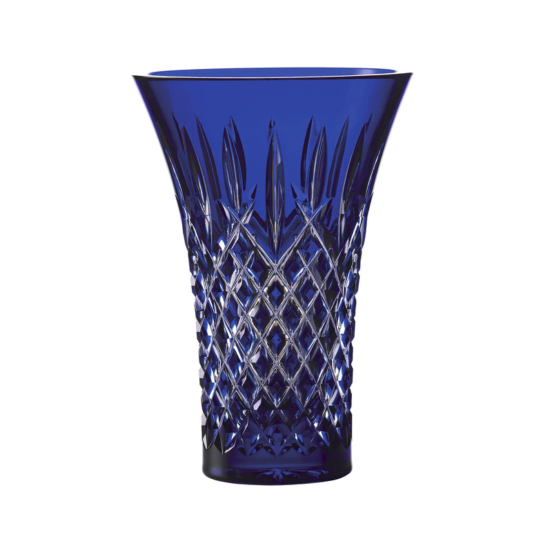Blue crystal flared vase with diamond cut pattern, Waterford Crystal Treasures of the Sea