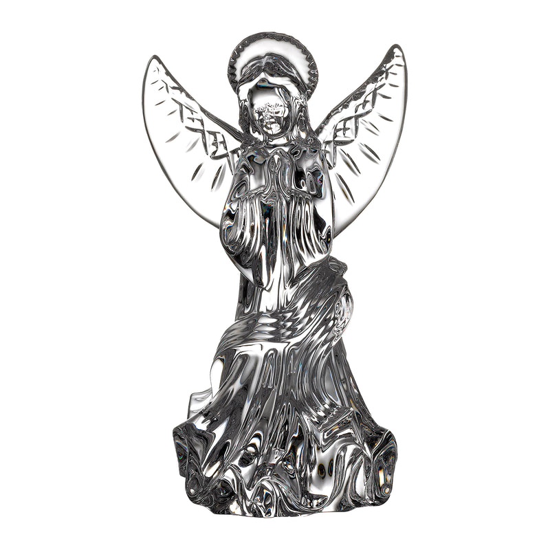 Waterford Crystal Lismore angel figurine, silver-toned glass with spread wings