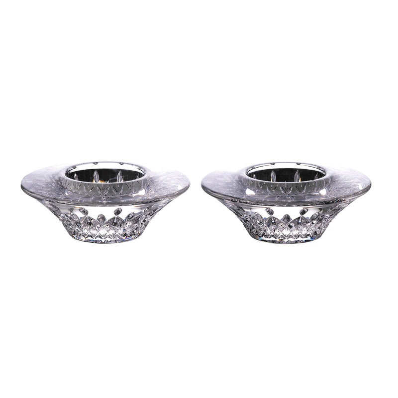 Waterford Crystal votive candle holders, clear cut-crystal with diamond cut pattern, pair