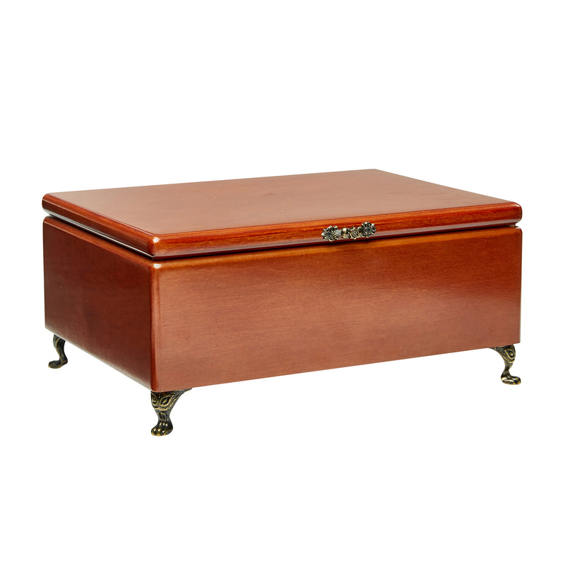 Mele & Co. Kinsley wooden jewelry box, closed with metal latch and decorative handle
