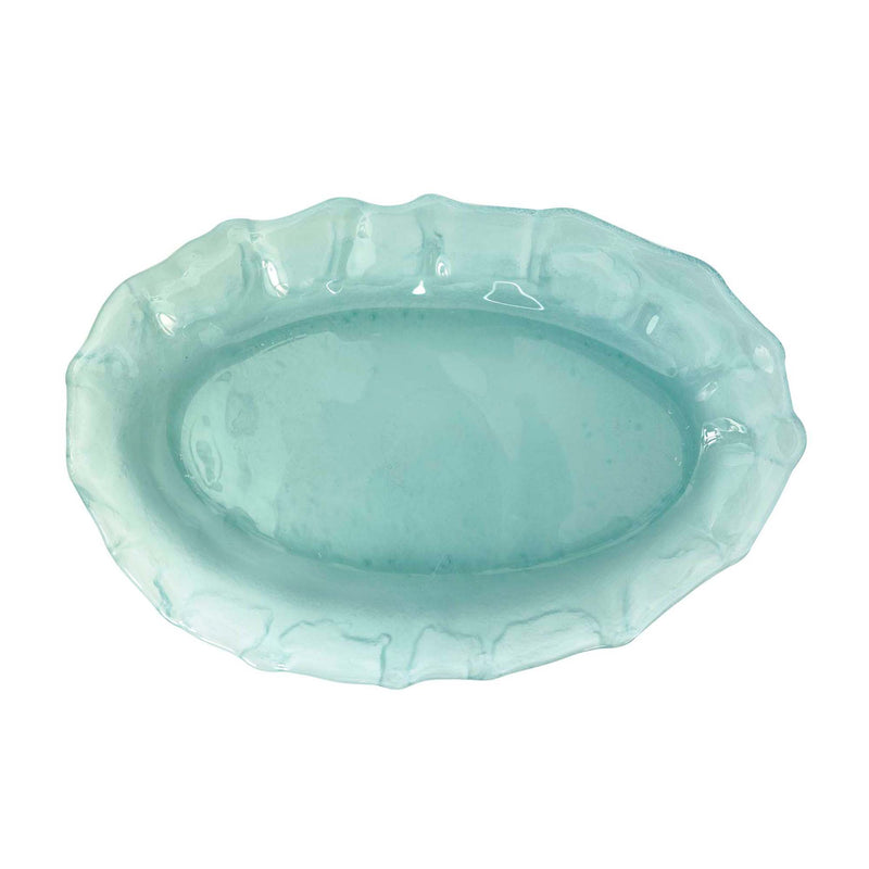 Mariposa sea glass oval serving platter with scalloped rim
