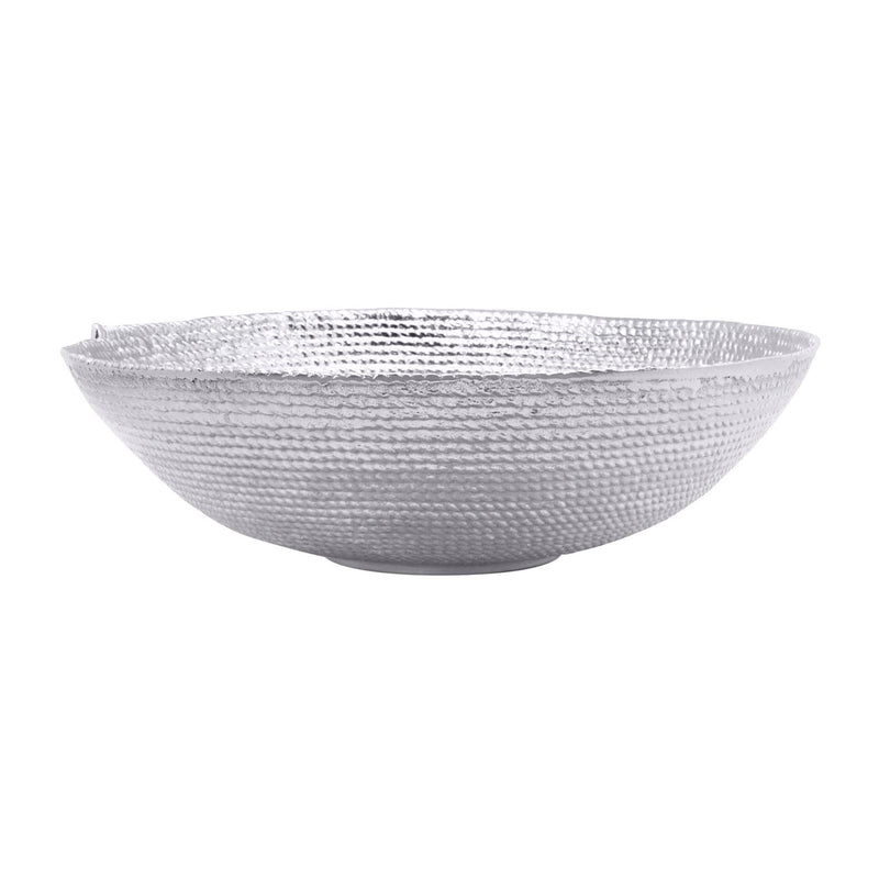 Mariposa rope serving bowl in light gray, textured braided rim and wide bowl
