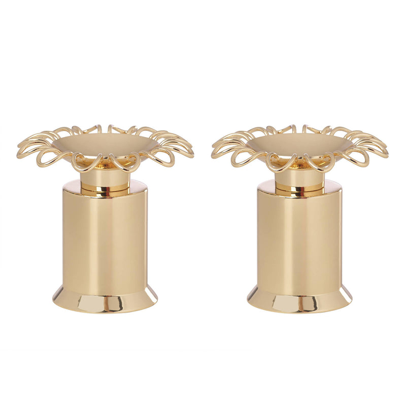 Kate Spade New York Keaton Street 2-piece gold candlestick holders with curled top