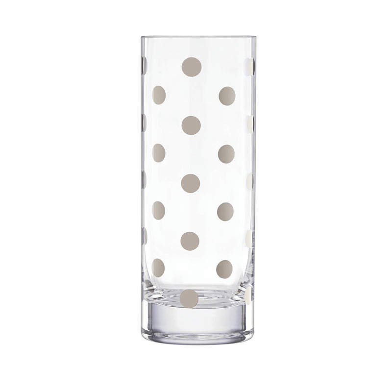 Crystal vase: clear glass cylinder with platinum polka dots