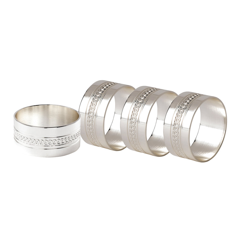 Wedgwood Simply Wish silver-tone metal napkin rings, set of 4, engraved bands