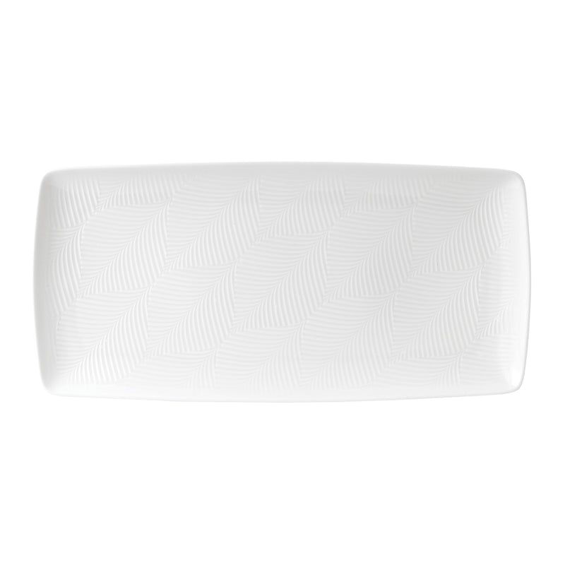 Wedgwood White Folia gift tray with embossed leaf pattern, rectangular