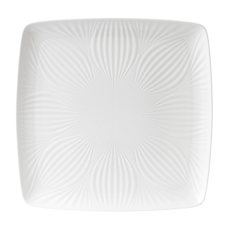 Wedgwood white square gift tray with embossed fan leaf pattern
