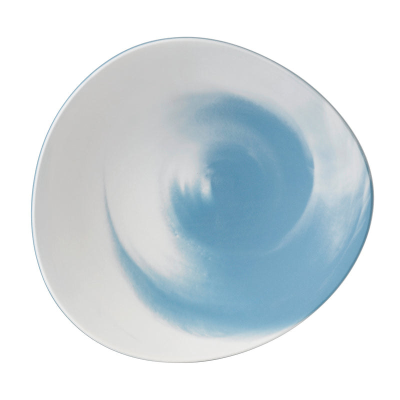 Wedgwood Jasperware shallow blue pebble bowl, round dish with blue marble-like pattern