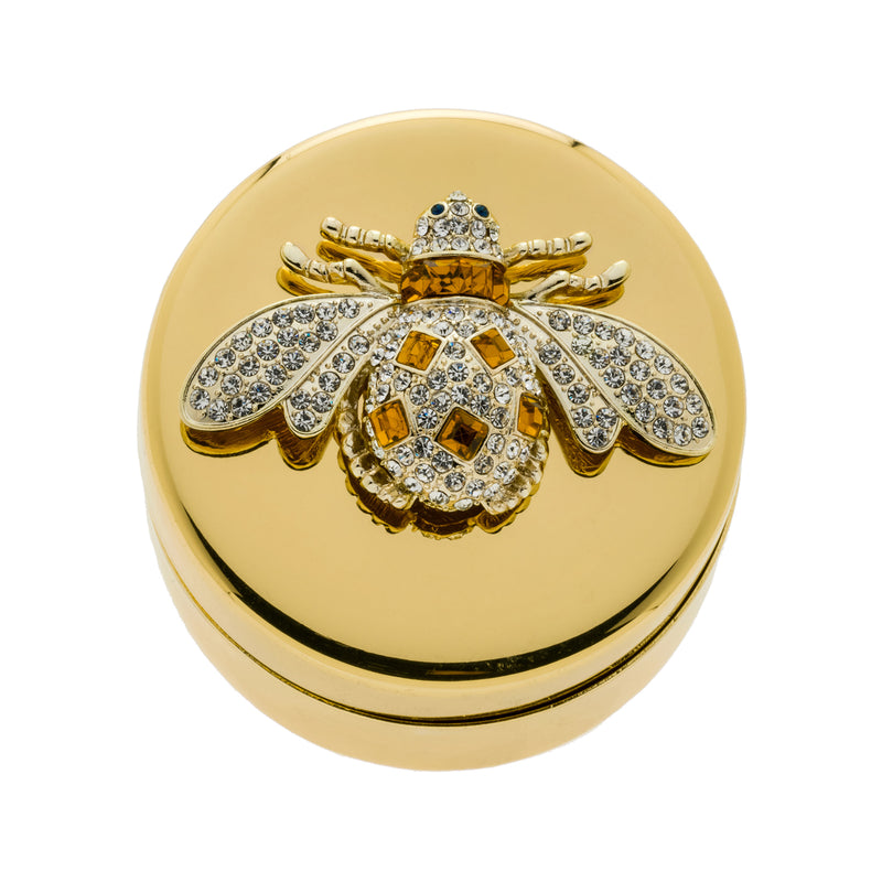 Joanna Buchanan Amber Bee jewelry box, gold-tone lid with jeweled bee motif