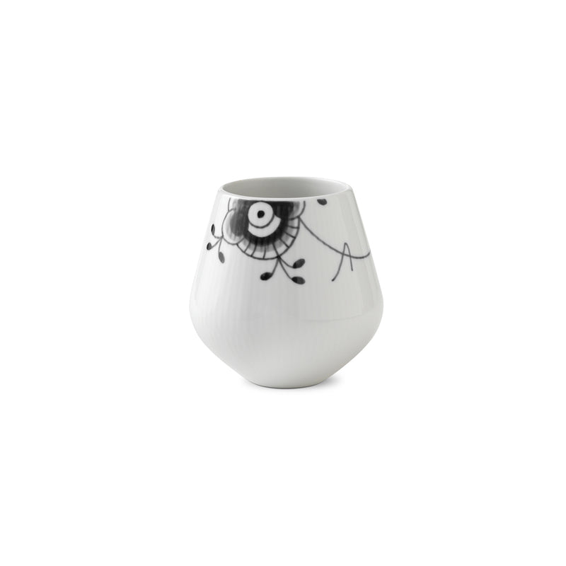 Small porcelain vase in white with black decorative motif