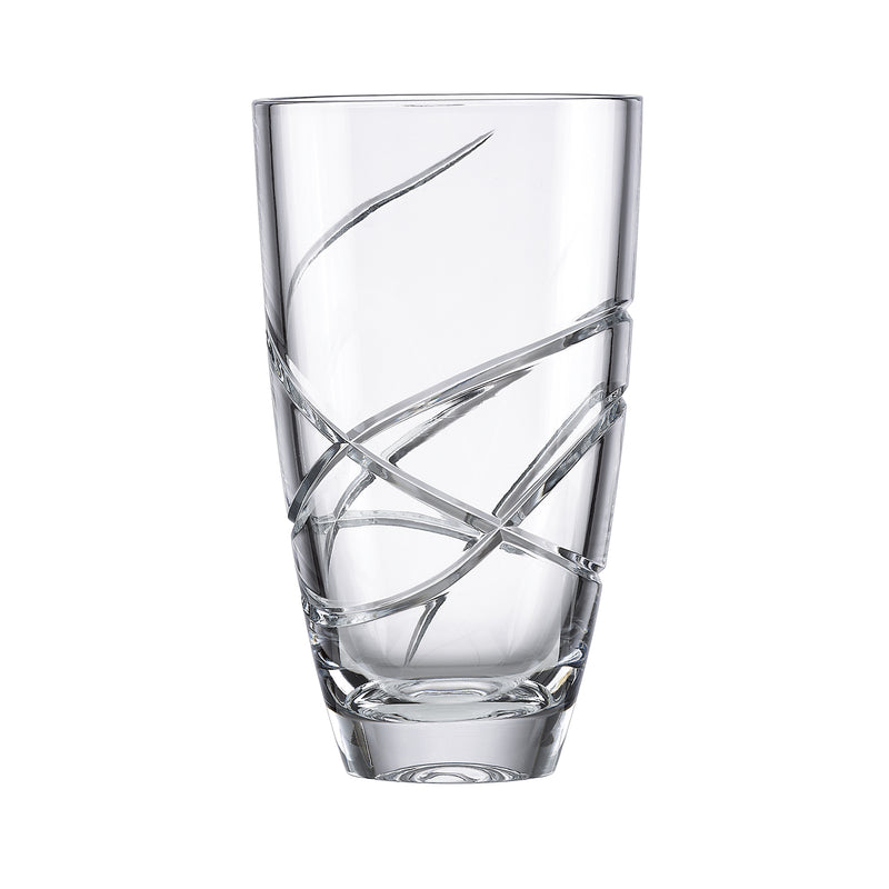 Lenox Adorn clear crystal vase with faceted curved cutwork design