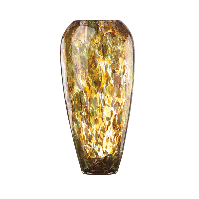 Lenox Seaview crystal tortoise glass vase, amber gold textured surface