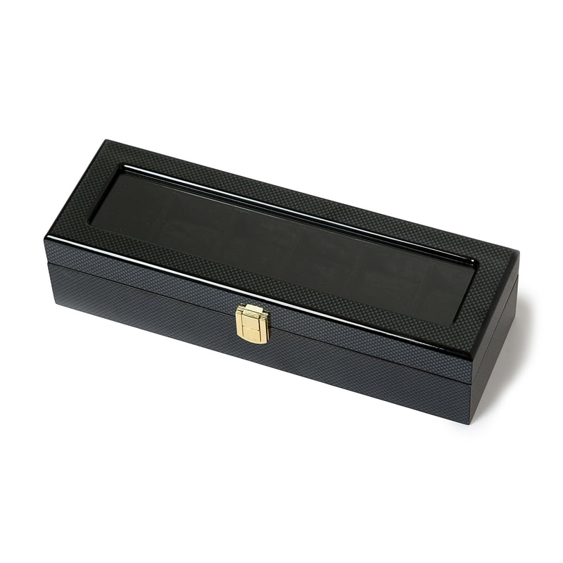 Brouk & Co. Safe Specs men's black watch case with window and gold lock