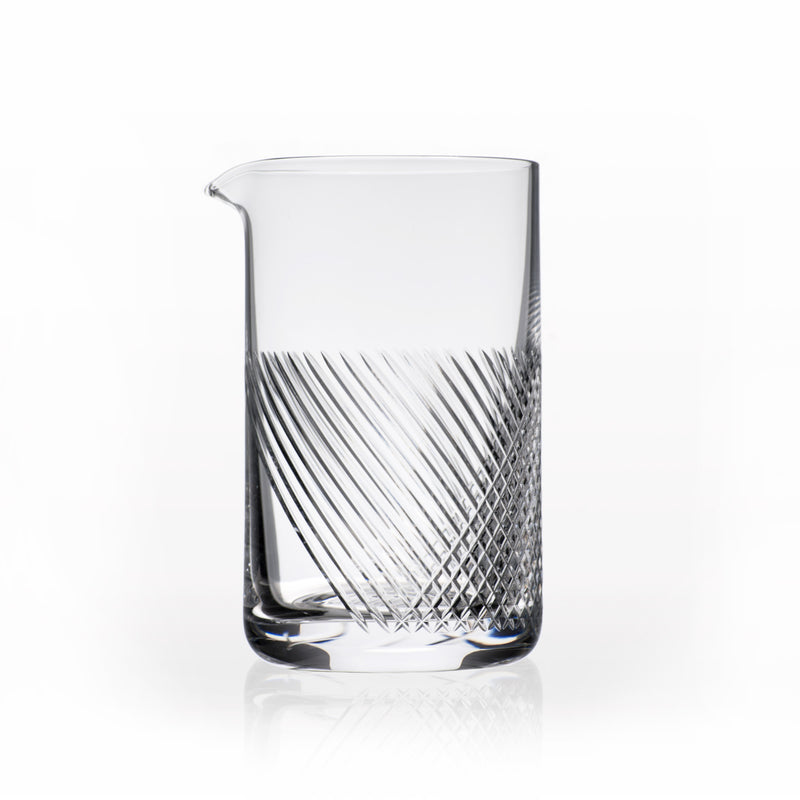 Rolf Glass Bourbon Street mixing jar, clear glass with diamond stripe texture.