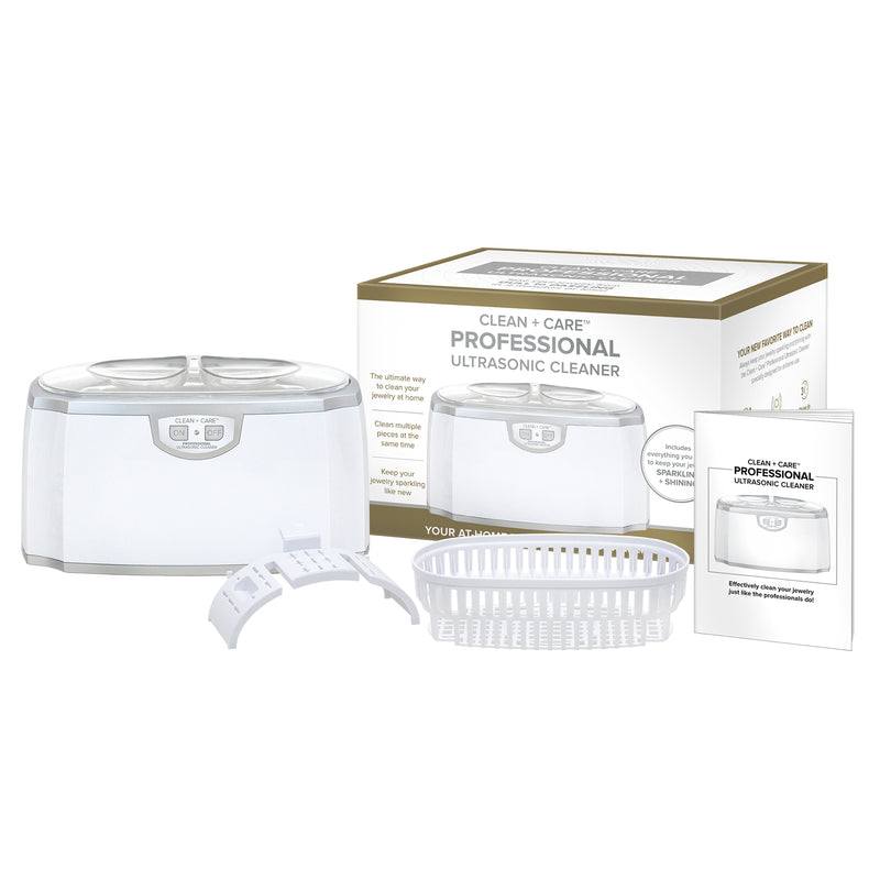 Clean + Care ultrasonic cleaner kit: lid, basket, and instruction manual