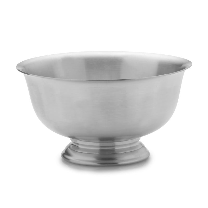 Extra large pewter bowl with flared rim and rounded body