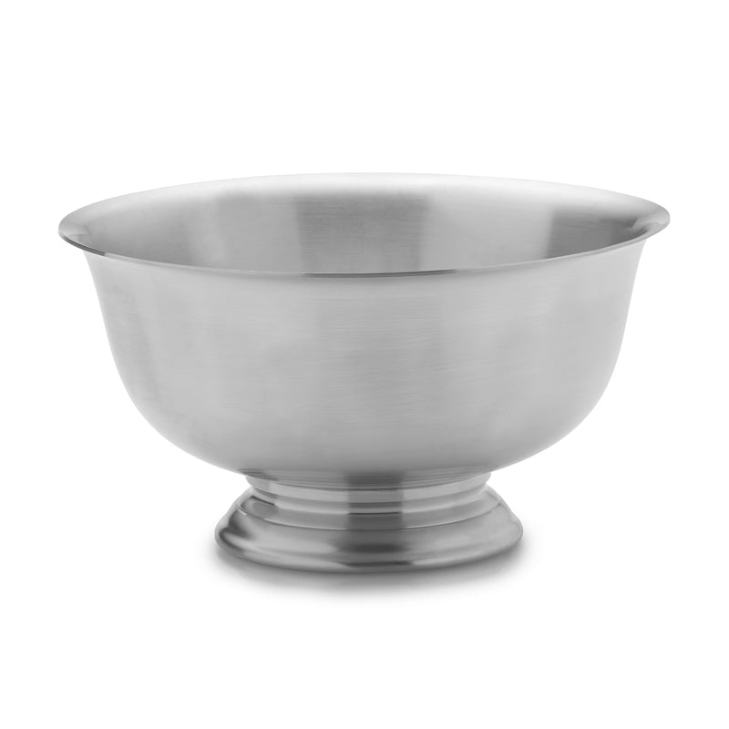 Large pewter bowl with flared rim and pedestal base