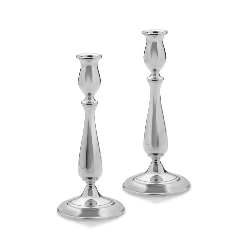 Empire set of 2 sterling silver candlestick holders with fluted taper stems