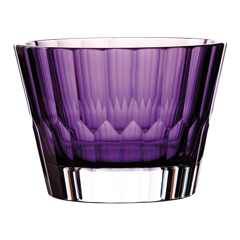 Waterford Crystal Icon purple crystal bowl with faceted sides and shiny rim