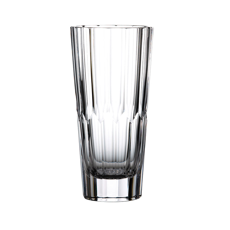 Waterford Crystal Icon vase, clear glass with vertical cuts and faceted base