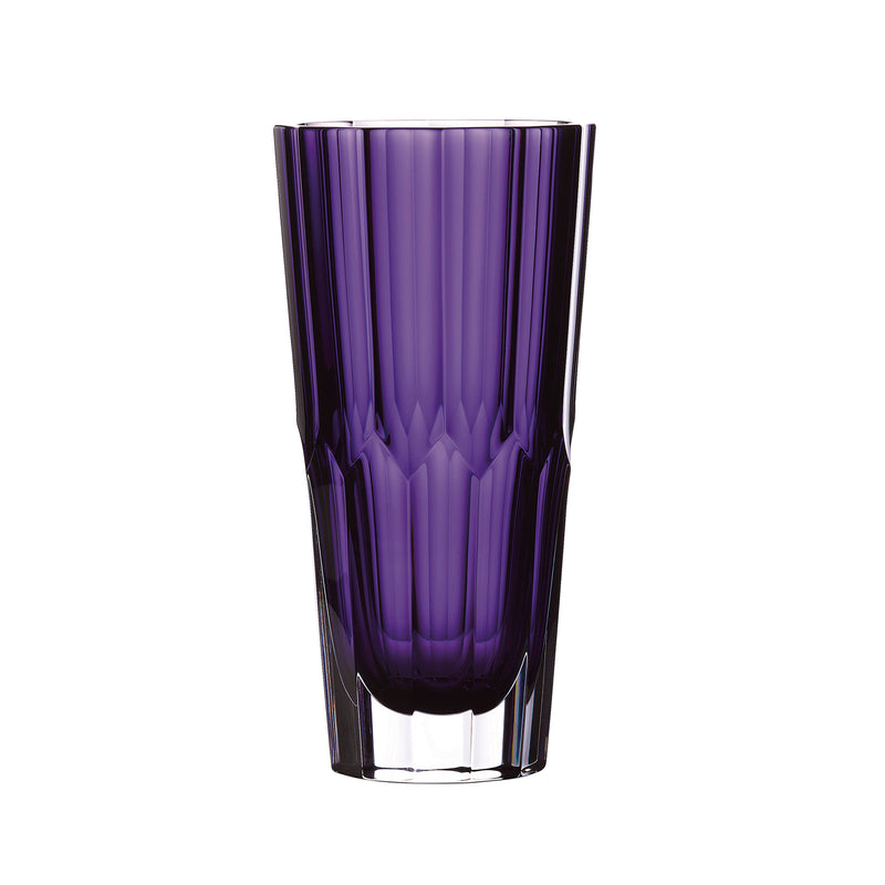Waterford Crystal Icon purple glass vase with vertical faceted ridges