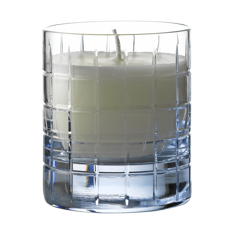 Waterford Crystal scented candle in clear faceted glass tumbler with wick