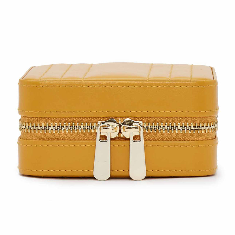 WOLF Maria yellow leather small jewelry zip case with double zip pull