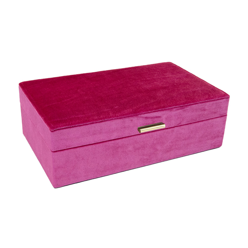 Mele & Co. magenta velvet jewelry box with hinged lid and clasp