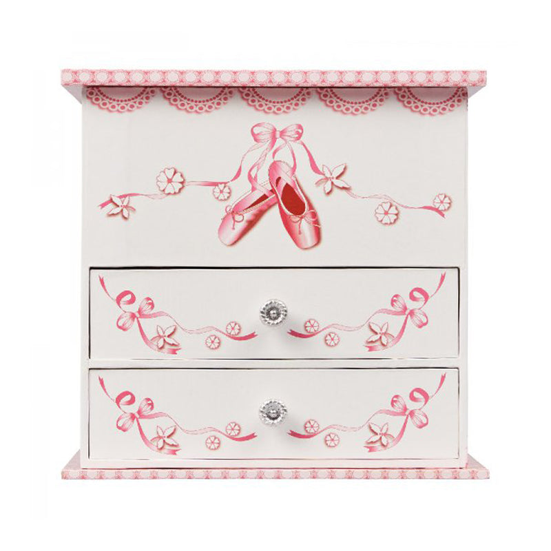 Mele & Co. Angel ballerina musical jewelry box, two drawers, pink slipper art
