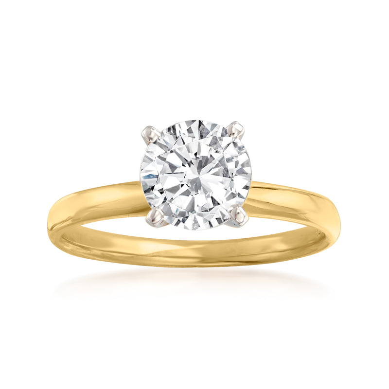 Yellow gold solitaire ring with a round diamond center