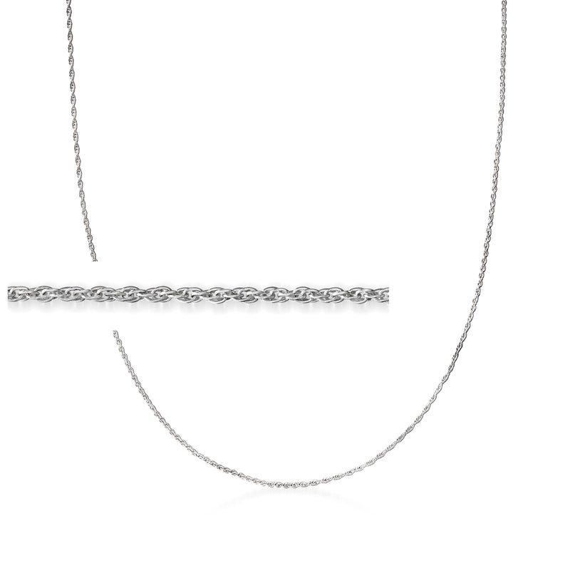 Sterling silver rope chain necklace with linked round chain and lobster clasp