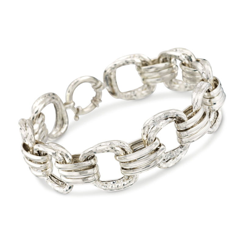 Sterling silver multi-link bracelet with oval chain links and clasp