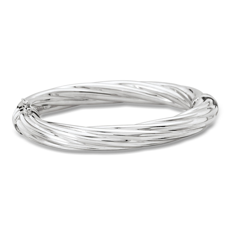 Sterling silver twisted bangle bracelet with clasp