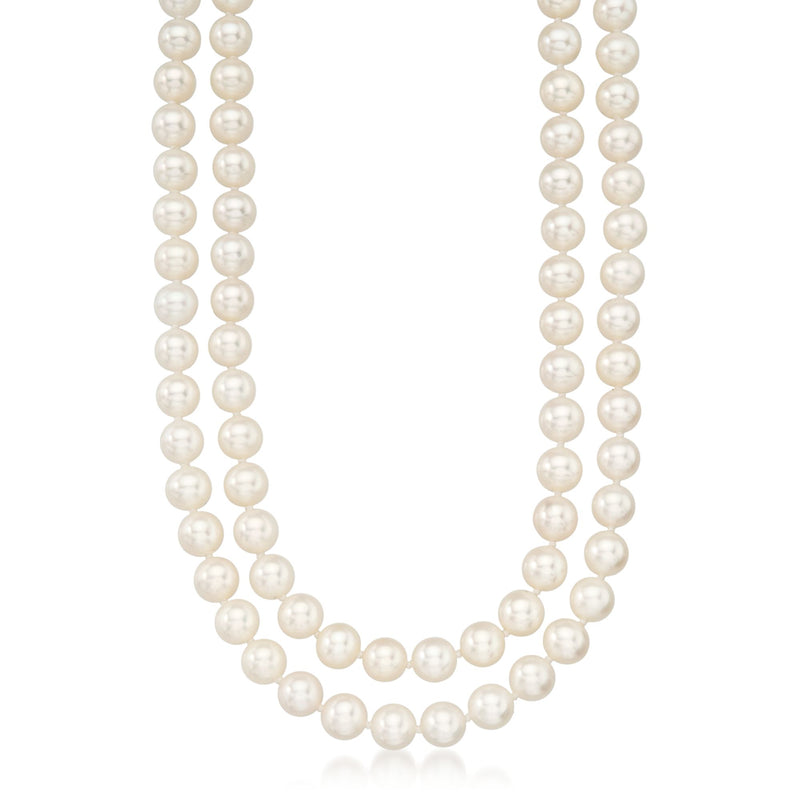Two-strand cultured pearl necklace with round white pearls