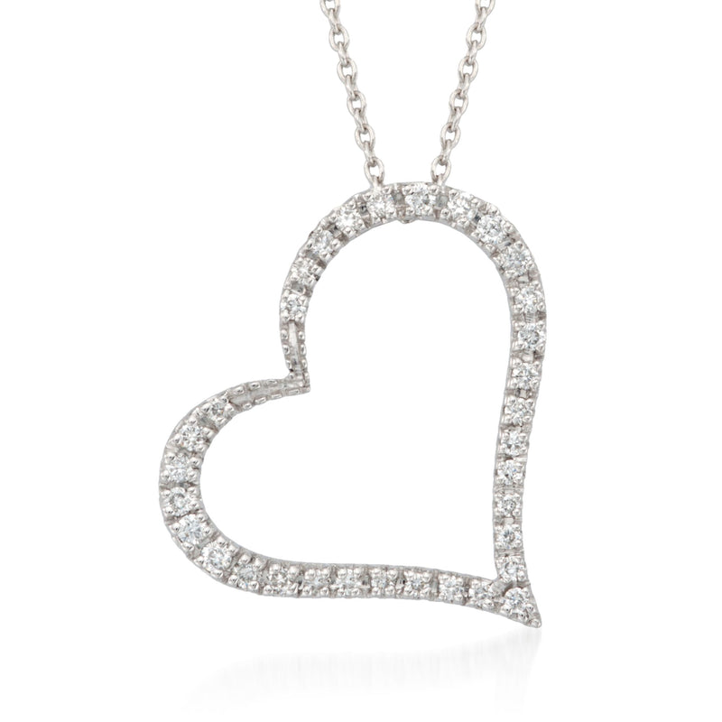 Roberto Coin diamond heart pendant necklace in 18kt white gold