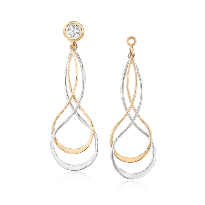 Sterling silver teardrop earring jacket with round top stone and layered loop drop