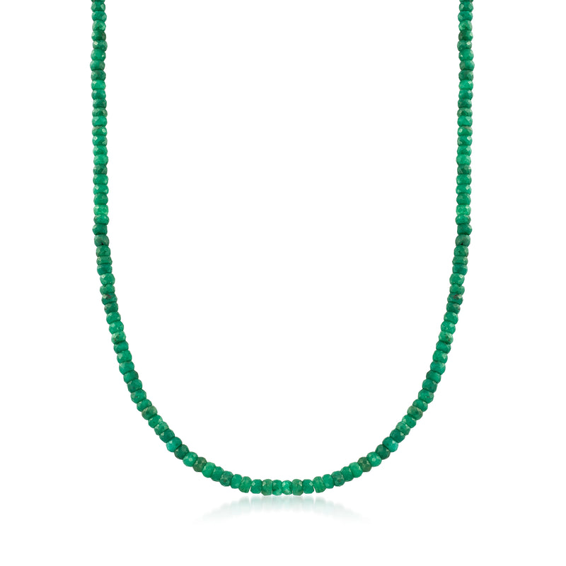 Emerald green bead necklace with round faceted bead strand