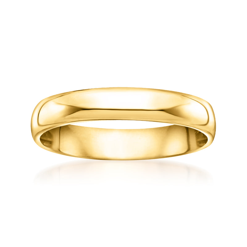 Polished 14kt yellow gold band with smooth rounded profile