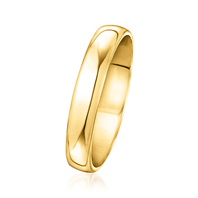 14kt yellow gold band, high-polish curved side view