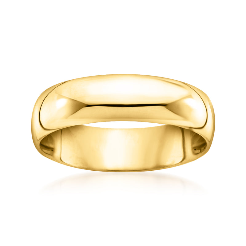 14kt yellow gold band ring with smooth high-polish finish