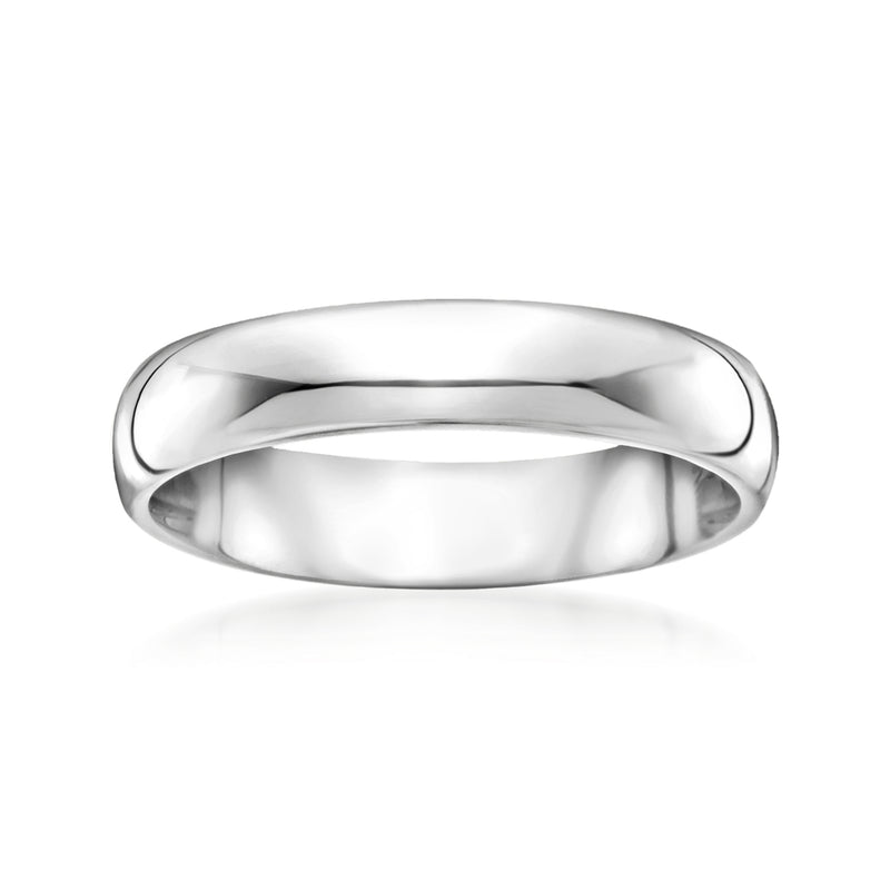 Polished 14kt white gold band with smooth rounded profile